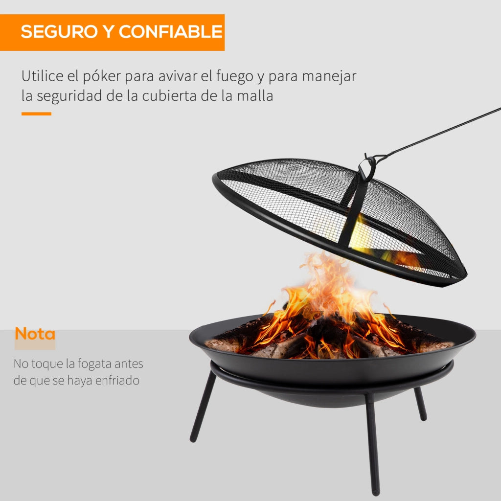 Brasero da esterno con coperchio e attizzatoio ¨C zephmum ¨C nero ?47x33 cm