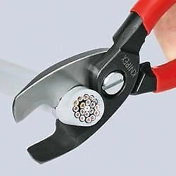 Knipex 95 16 200 Cesoia per Cavi con Doppio Tagliente Diametro Max 20 mm Sezione Max 70 mm² Manici Isolati VDE Acciaio Forgiato Temperato a Olio colore Rosso Giallo