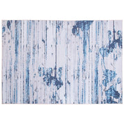 Tappeto tappetino Moquette Tessuto in poliestere beige e blu Motivo astratto invecchiato Fondo rivestito in gomma 160 x 230 cm
