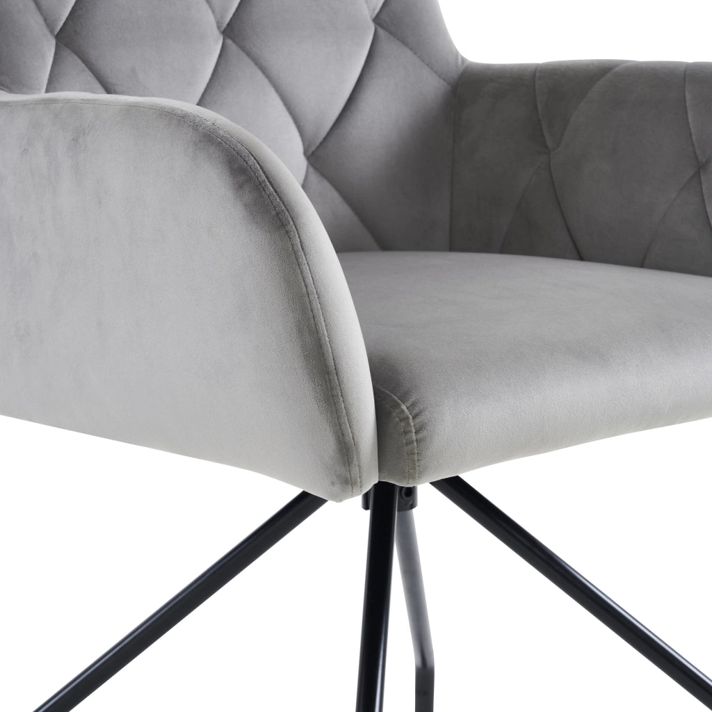 SEDIA Imbottita in Velluto Grigio Chiaro Set da 4 pezzi