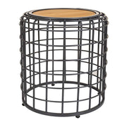 Tavolino in metallo nero e legno 44x44x45h