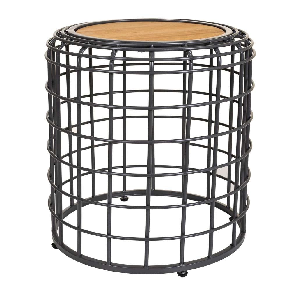 Tavolino in metallo nero e legno 44x44x45h