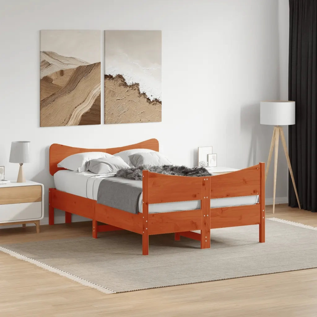 Letto senza Materasso Marrone Cera 120x190 cm in Legno di Pino 3216401