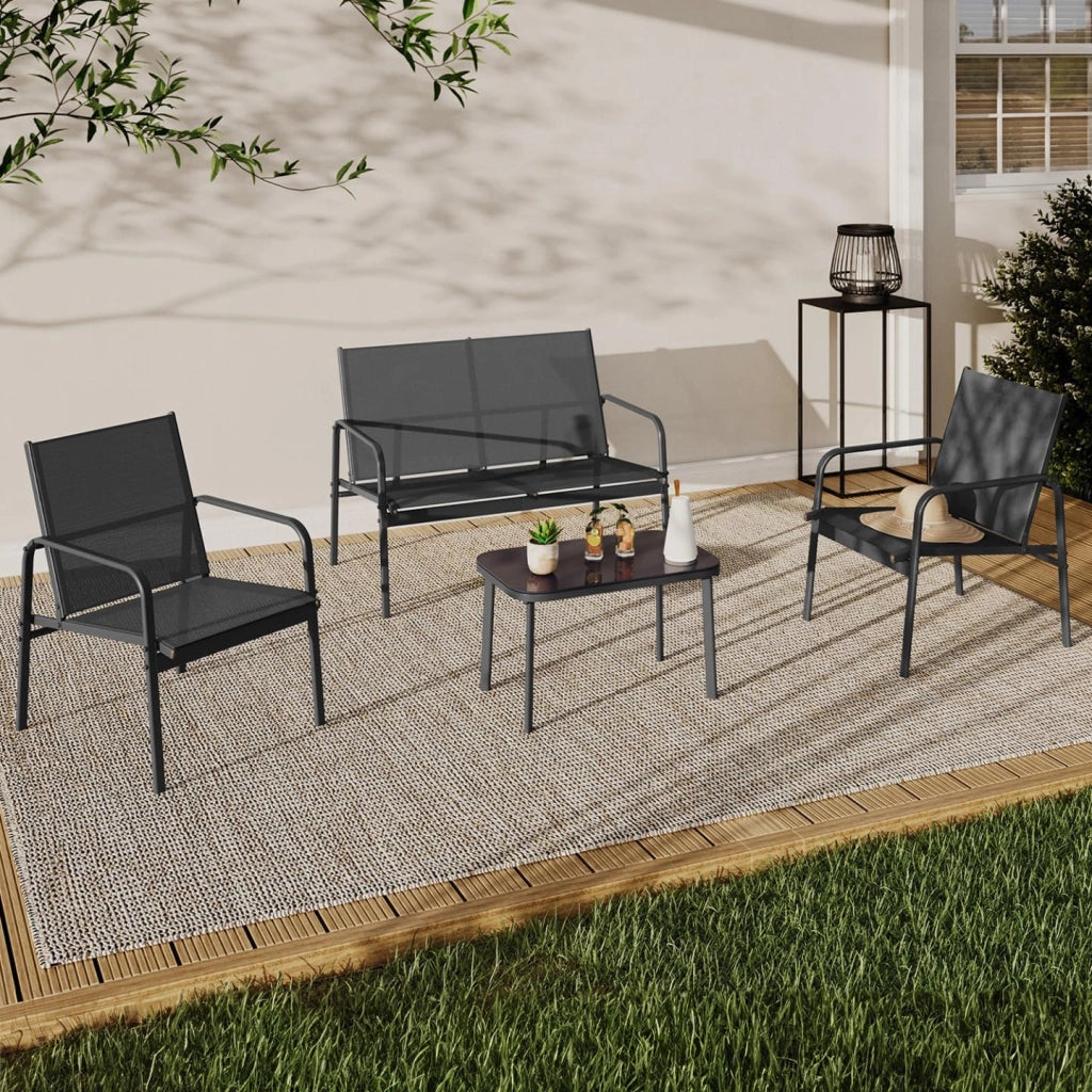 Set di mobili da Giardino TOLEDE Basso a 4 posti con Divano, poltrone e Tavolo Grigio Antracite