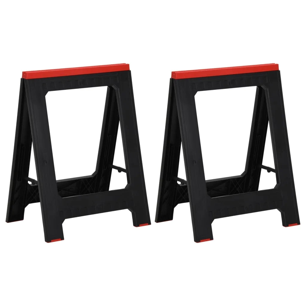 Cavalletti da Lavoro 2 pz Nero e Rosso in Polipropilene 350 kg cod mxl 16192
