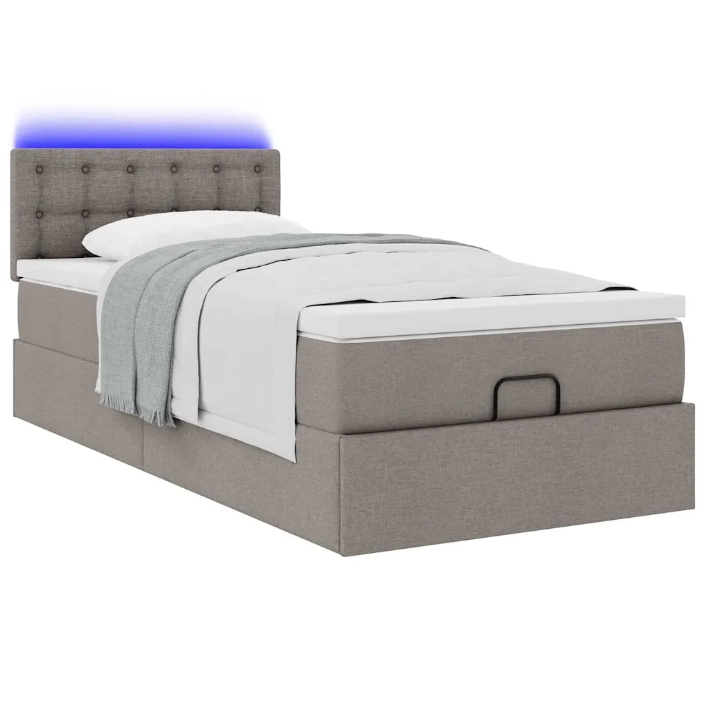 vidaXL Struttura Letto Pouf con Materasso Tortora 90x190 cm in Tessuto