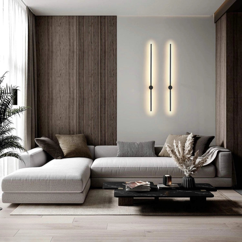 ZMH Applique da parete a LED per interni nera moderna 100cm girevole per scale