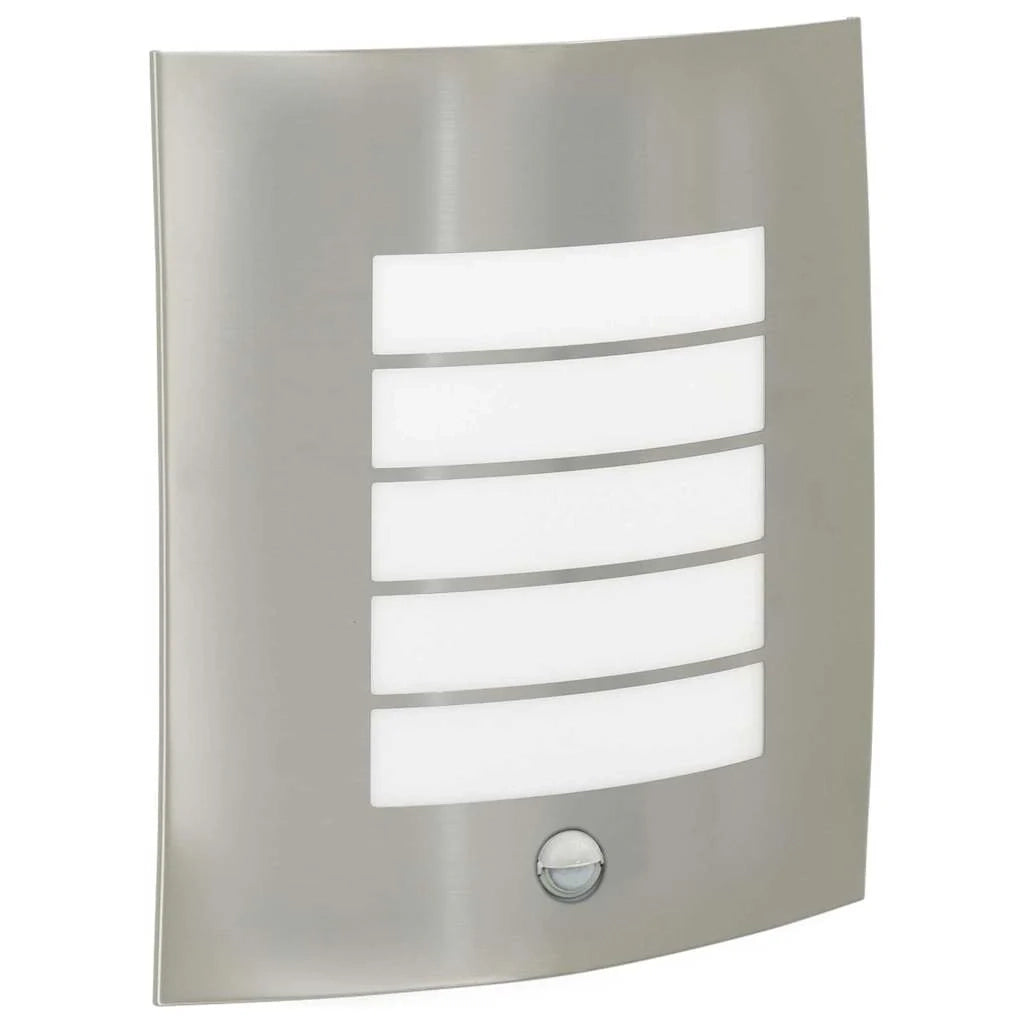 Applique da esterno con sensore di movimento 23,5 x 9 x 26 cm design moderno in acciaio inox argento 02_0056517
