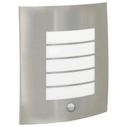 Applique da esterno con sensore di movimento 23,5 x 9 x 26 cm design moderno in acciaio inox argento 02_0056517