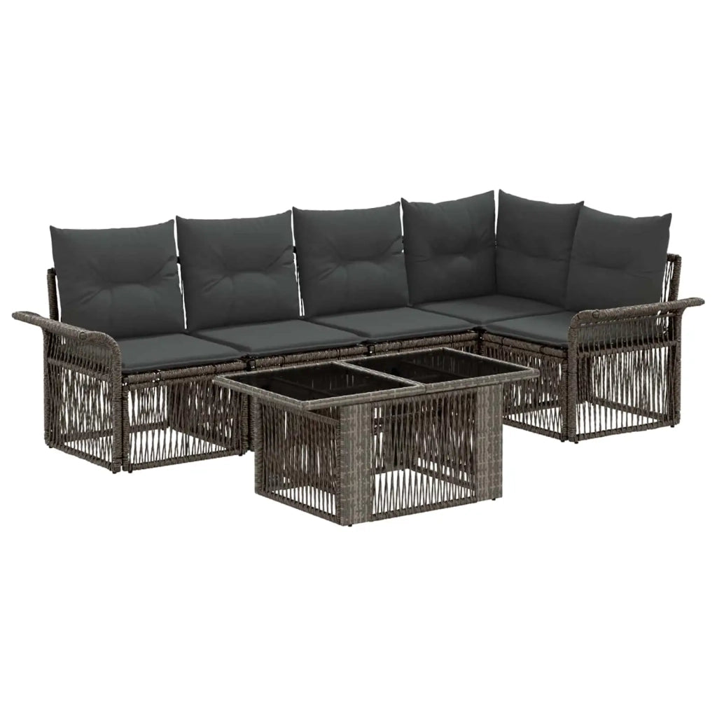 Set Divano da Giardino 6 pz Grigio e Grigio Scuro polyrattan 3436637