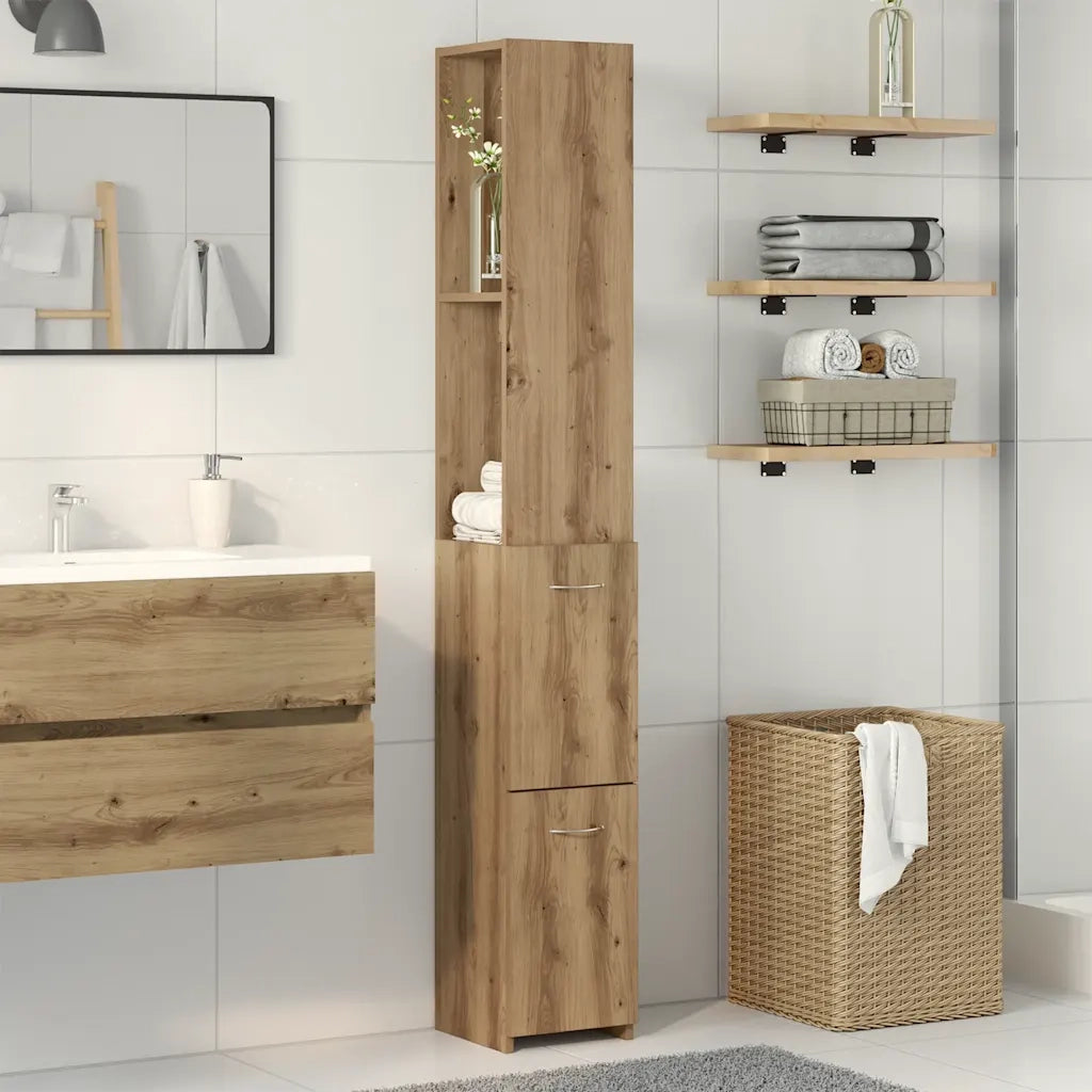Armadietto Bagno Rovere 25x25x170 cm Legno Multistrato