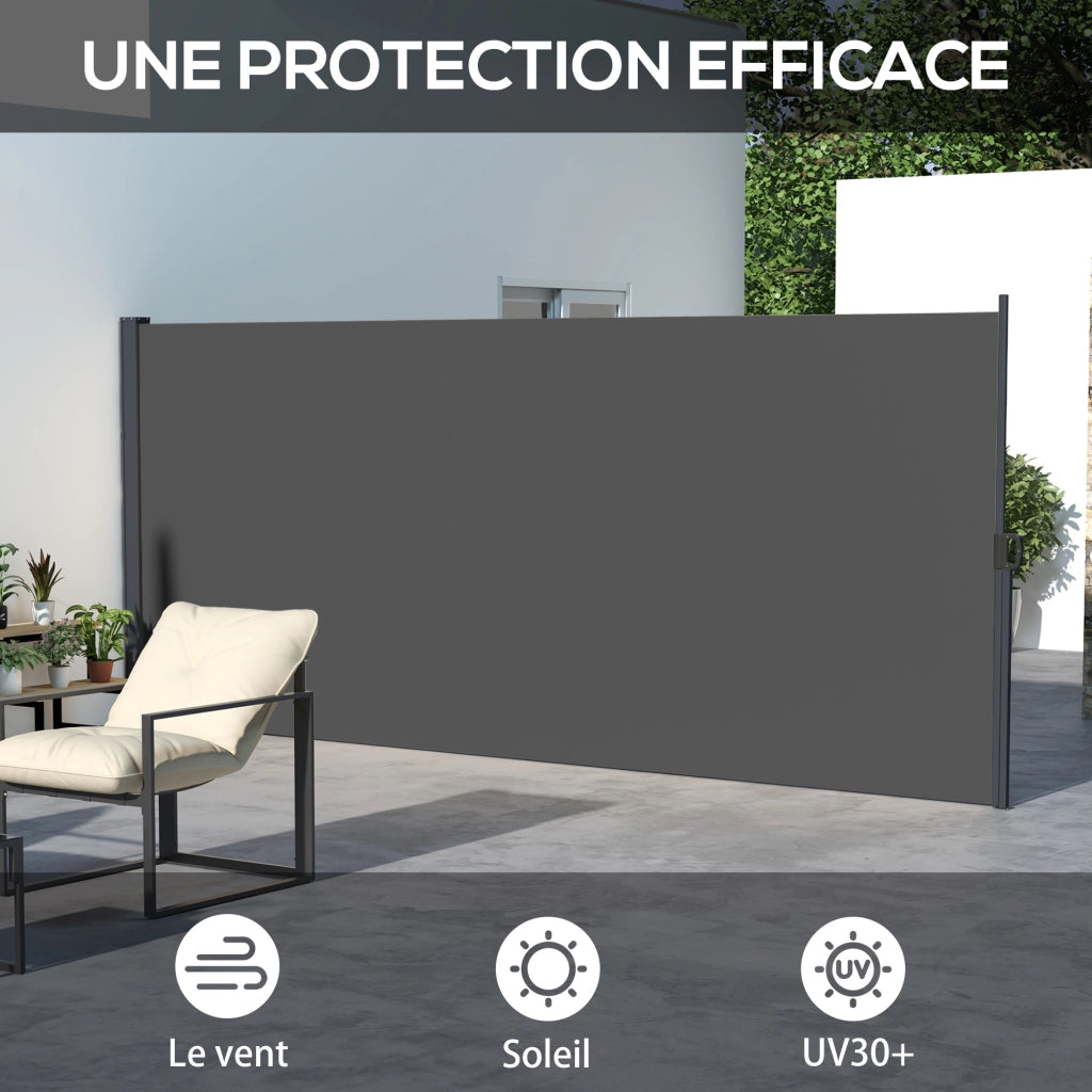 Paravento retrattile per esterno ¨C zephmum ¨C grigio, alluminio e poliestere, 4x1.8m