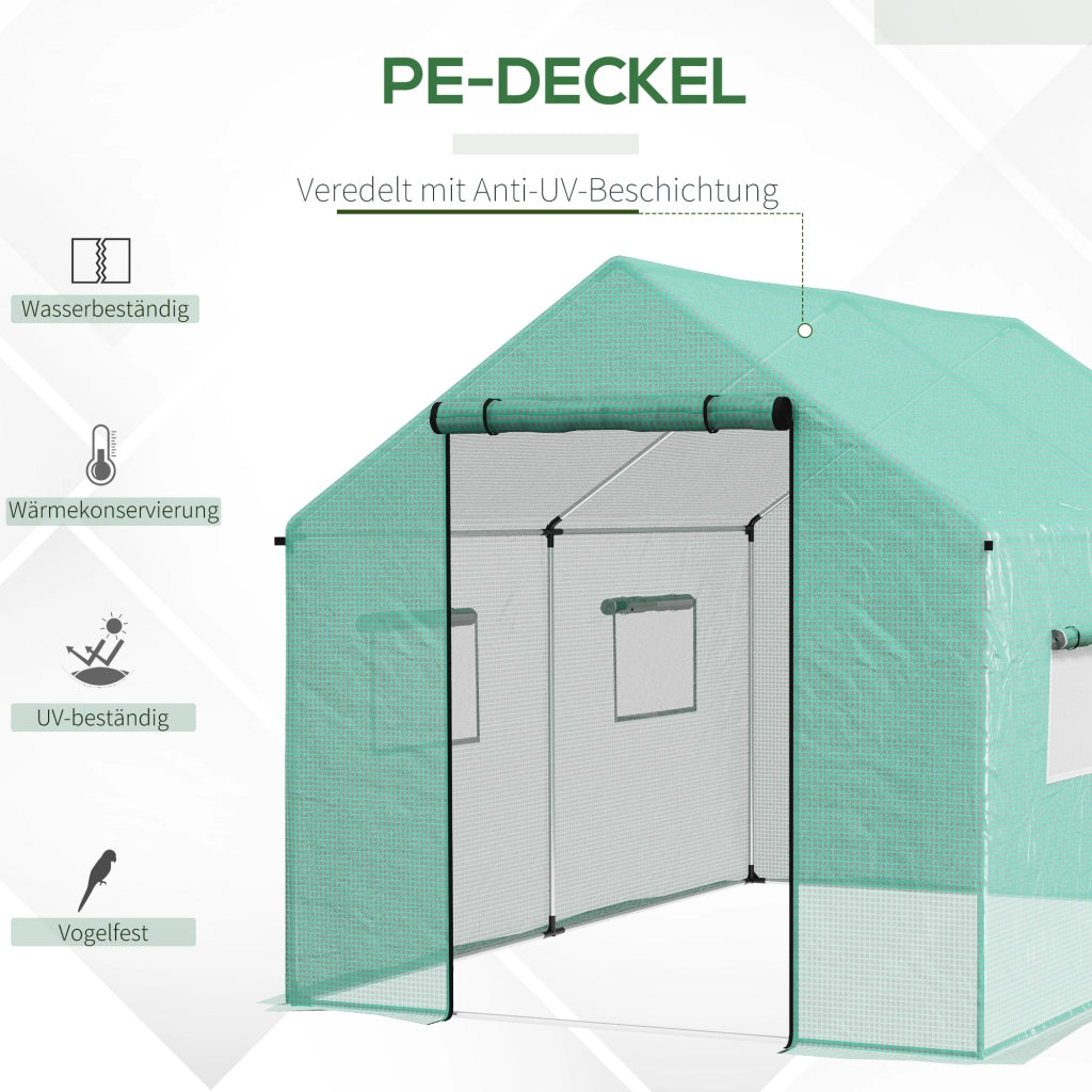 Serra a Tunnel da Giardino ¨C Xylo ¨C Porta e Finestre Avvolgibili, Telaio in Acciaio Zincato, 2x3x2m, Verde