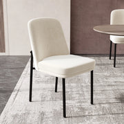 Sedia da pranzo beige in velluto, gambe in metallo nero, set da 2