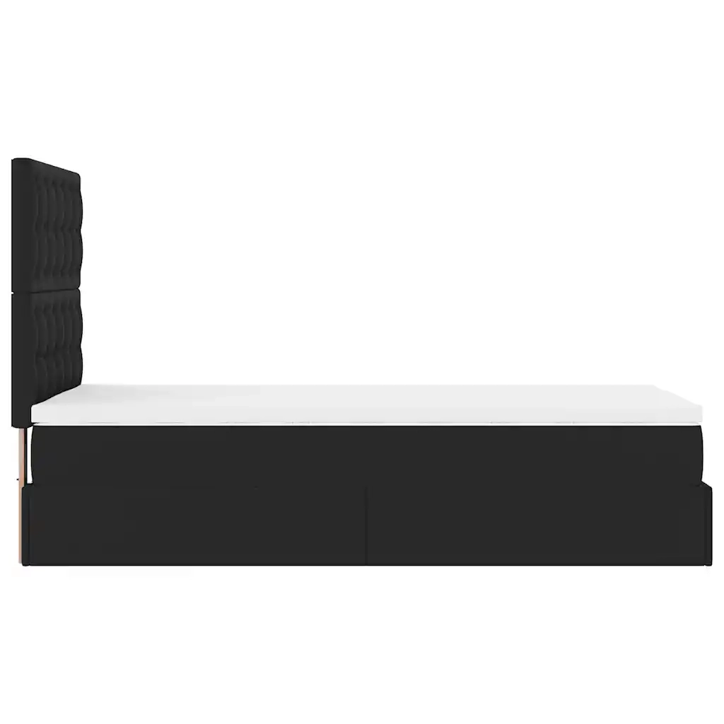 Letto Pouf con Materasso Nero 100x200 cm Similpelle 3312986
