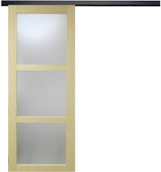 Porta scorrevole smaltata Ayous impiallacciato 3 vetri H204 x L93 + binario a rulli nero