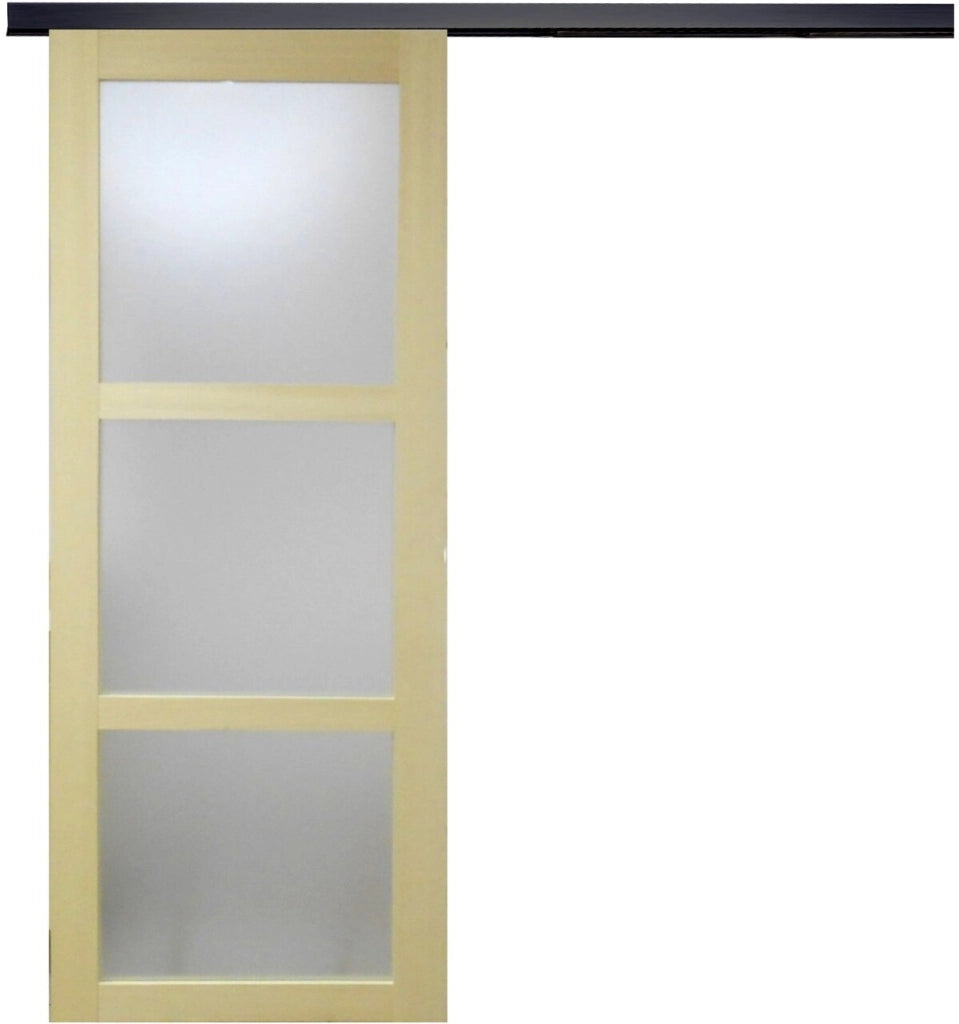 Porta scorrevole smaltata Ayous impiallacciato 3 vetri H204 x L93 + binario a rulli nero