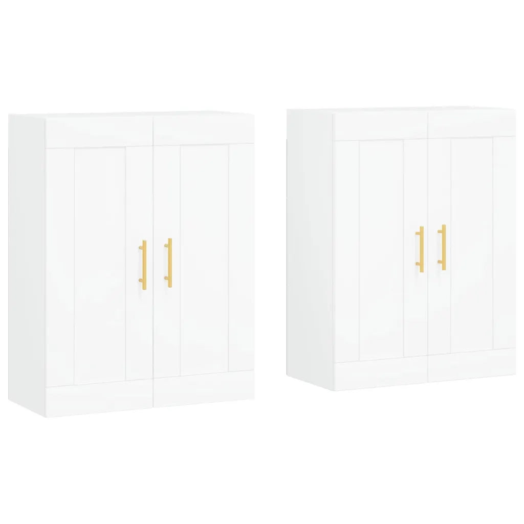 Armadietti a Parete 2 pz Bianchi in Legno Multistrato 3198001