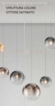 SOSP. OTTONE SAT. 3 LUCI RETTANGOLARE VETRI (1 PICCOLO FUME'+1 MEDIO BRONZO+1 GRANDE FUME') 1194OS-S3 RMIX-FB