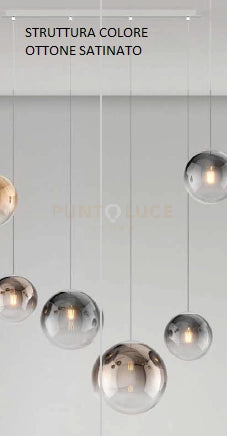 SOSP. OTTONE SAT. 3 LUCI RETTANGOLARE VETRI (1 PICCOLO FUME'+1 MEDIO BRONZO+1 GRANDE FUME') 1194OS-S3 RMIX-FB