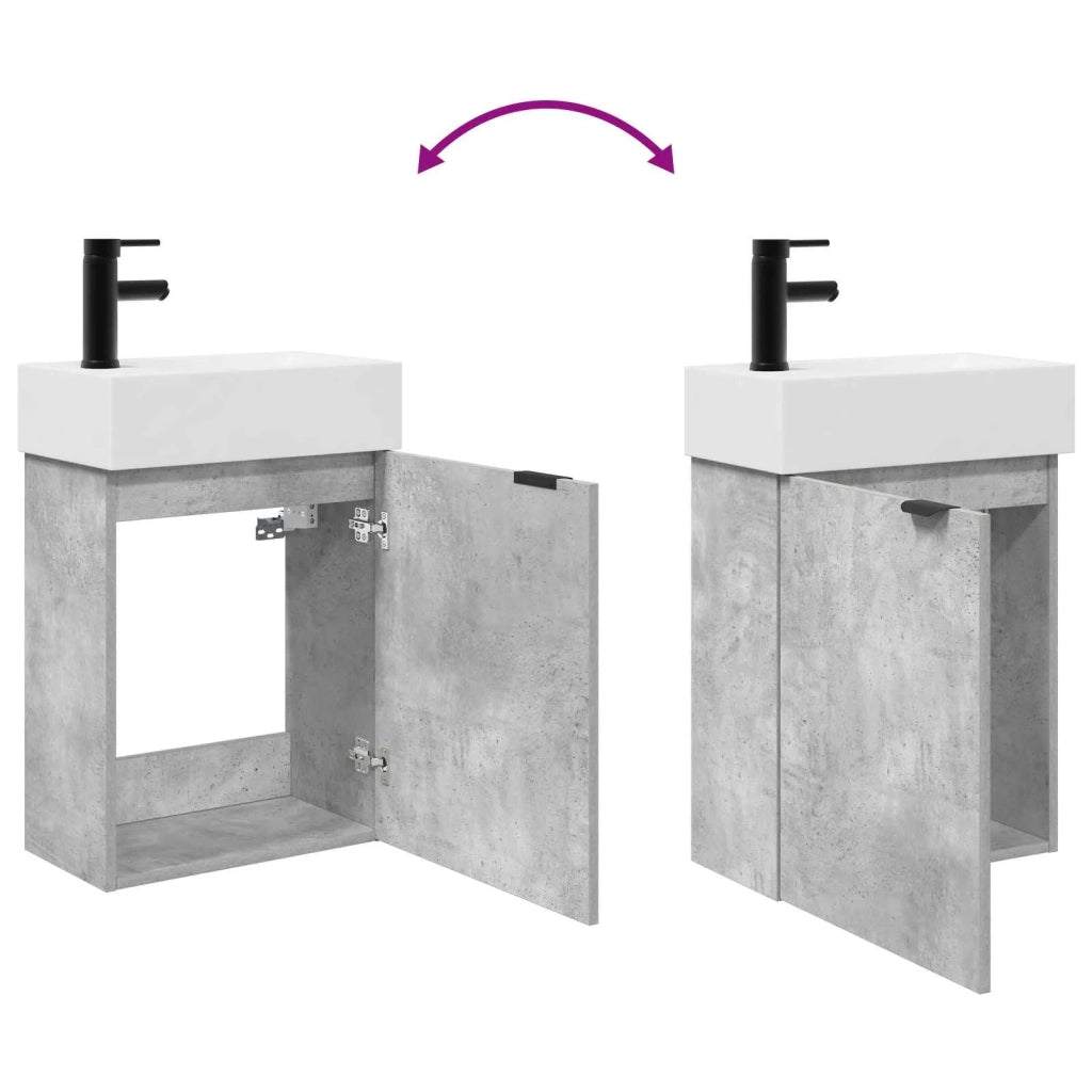 Mobile bagno con rubinetto Grigio Cemento 45,5 x 22,5 x 84 cm 889428