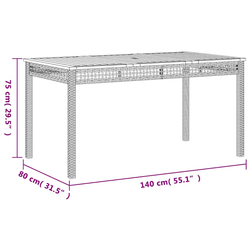 Set da Pranzo da Giardino 3 pz con Cuscini Beige in Polyrattan
