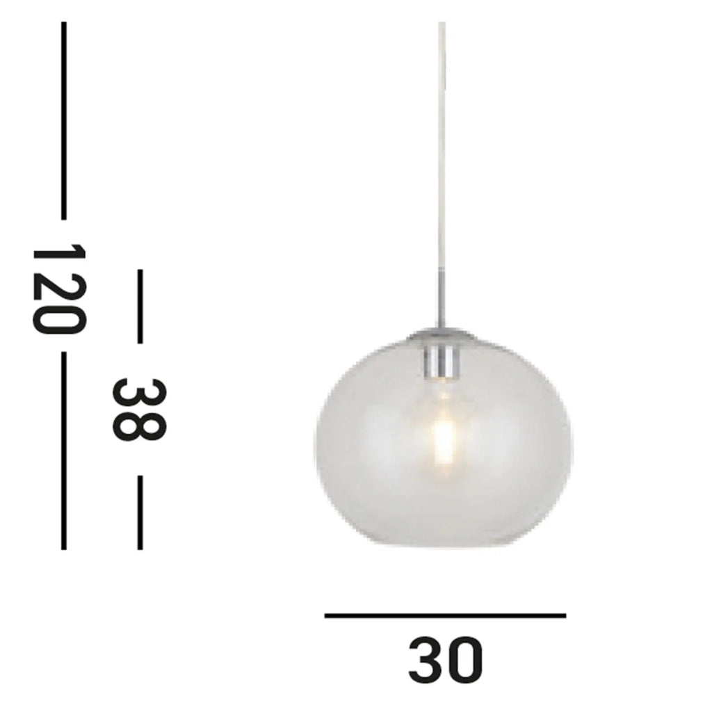 Sospensione Contemporanea Balls Acciaio Cromo Vetro Trasparente 1 Luce E27 D30Cm