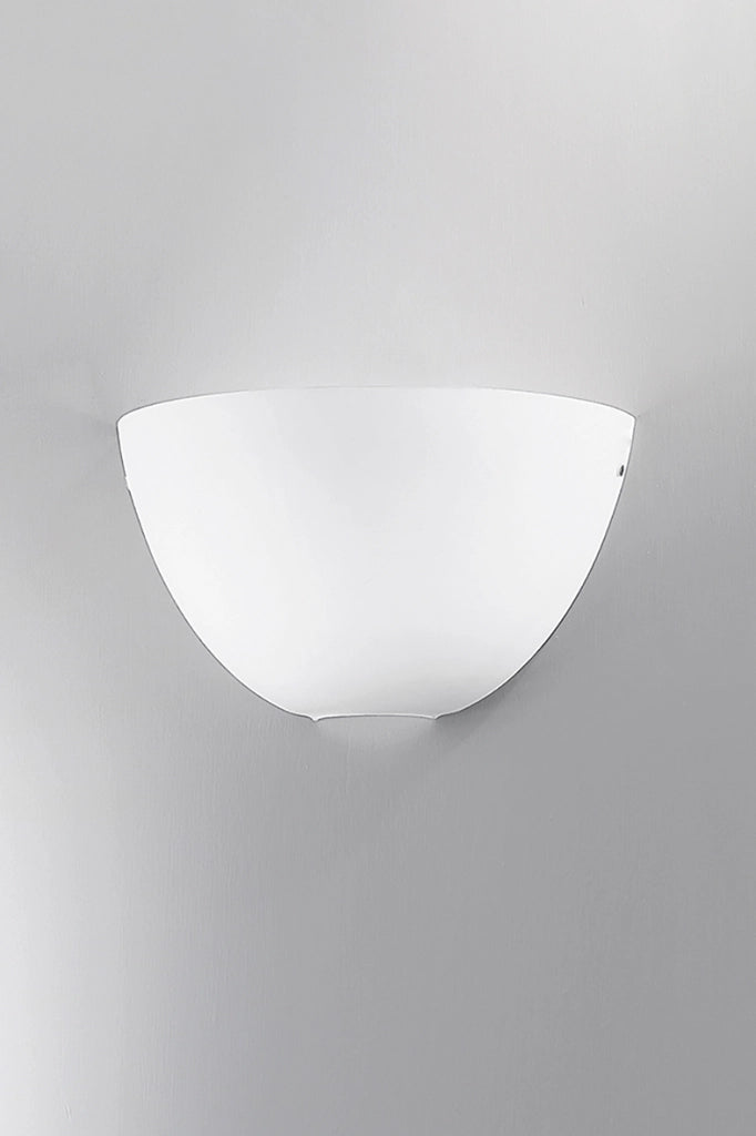 Applique da parete serie Kawa 22cm - Lampada in vetro bianco satinato e metallo con attacco E27 per LED - RossiNi Group