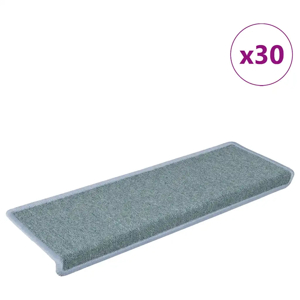 Tappetini per scale 30 pz 65x21x4 cm Blu mare con bordo rettangolare 3365774