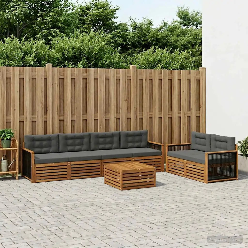 Set di divani da esterno con cuscino 7 pcs Naturale e Antracite 3383055