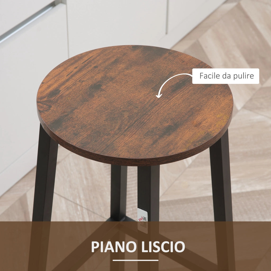 Sgabello da Cucina ¨C zephmum ¨C Marrone Legno Truciolato Metallo 32.5x32.5x65 cm