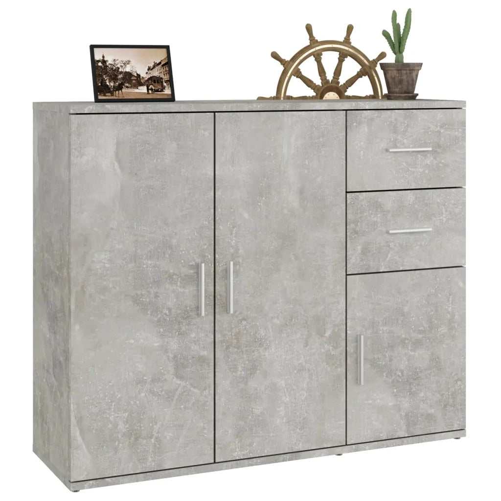 Credenza | Madia | Buffet da pranzo | Armadio da pranzo Grigio Cemento 91x29,5x75 cm in Legno Multistrato