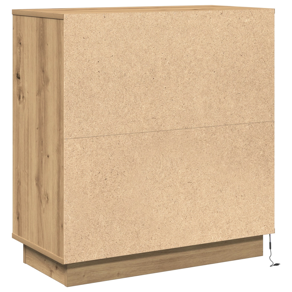 Comodino  con LED Rovere Artigianale 71x34,5x75 cm Legno ingegnerizzato