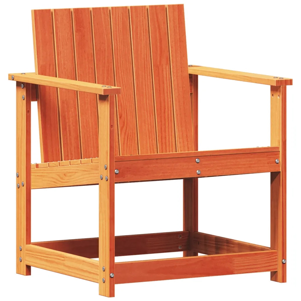 Sedia da patio-Sedia da Giardino Marrone Cera 62x56x77 cm Legno Massello Pino