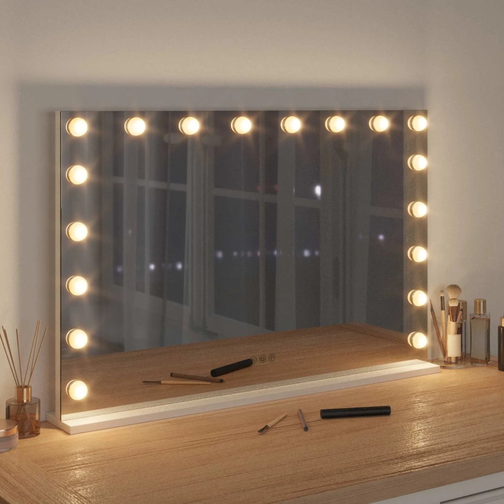 Specchio LED da Vanità Bianco 80 x 10 x 52,5 cm Vetro e acciaio