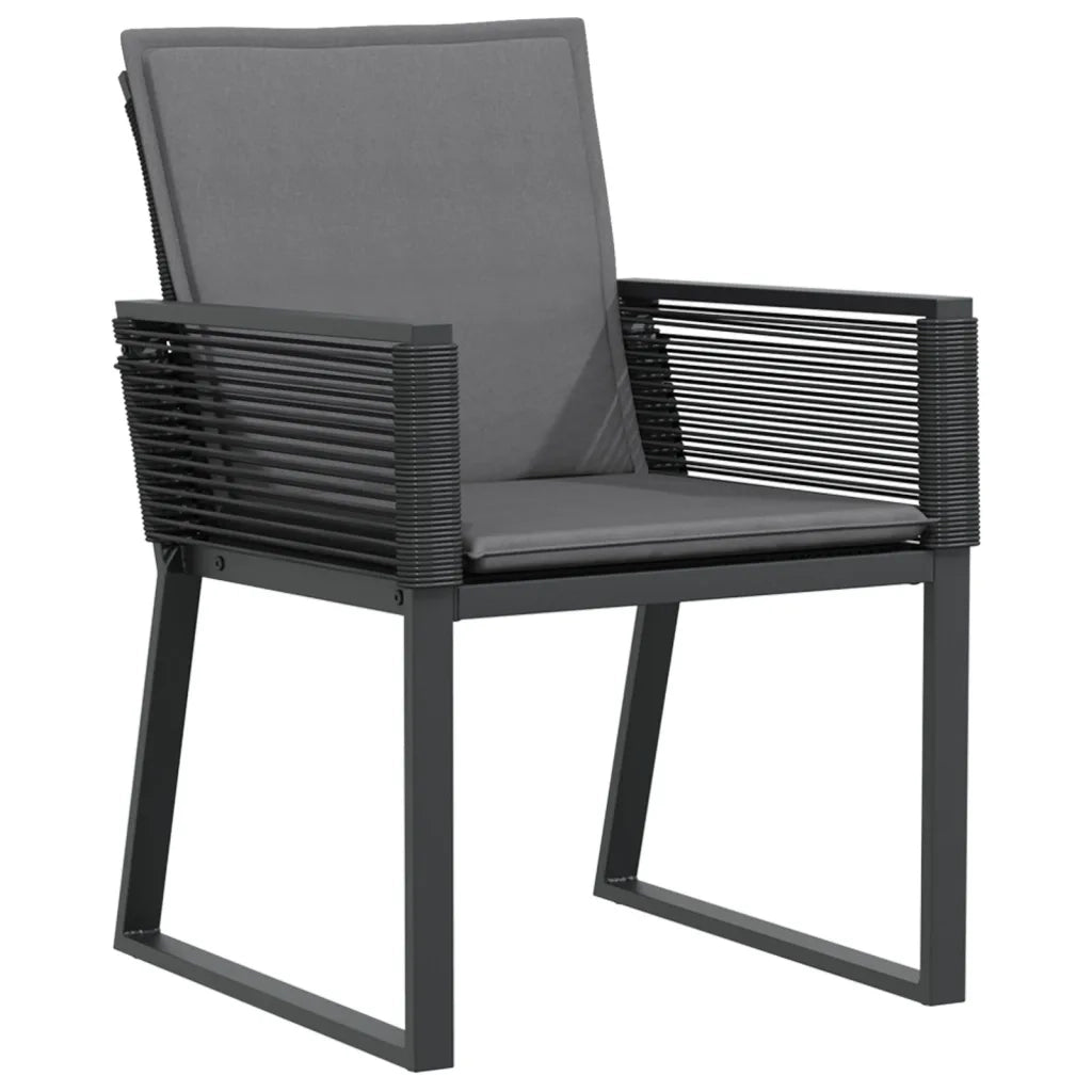 Sedie da Giardino con Cuscini 4 pz Nere in Polyrattan 4008116
