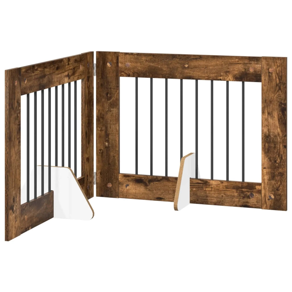 Cancello per cani con supporti 2 pz Rovere Fumo 80 x 60 cm CFW2393315