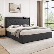 Letto matrimoniale contenitore 180x200 cm grigio con USB-C