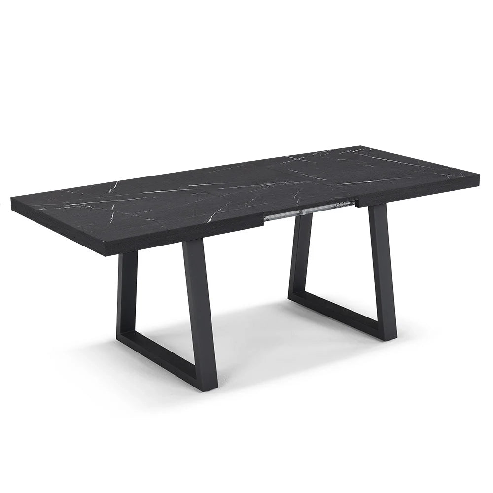 Tavolo da pranzo allungabile Pietra Nera 145x85 MADE IN ITALY modello GOYA fino a 195 CM per sala da pranzo, cucina e soggiorno, design moderno con top in melaminico
