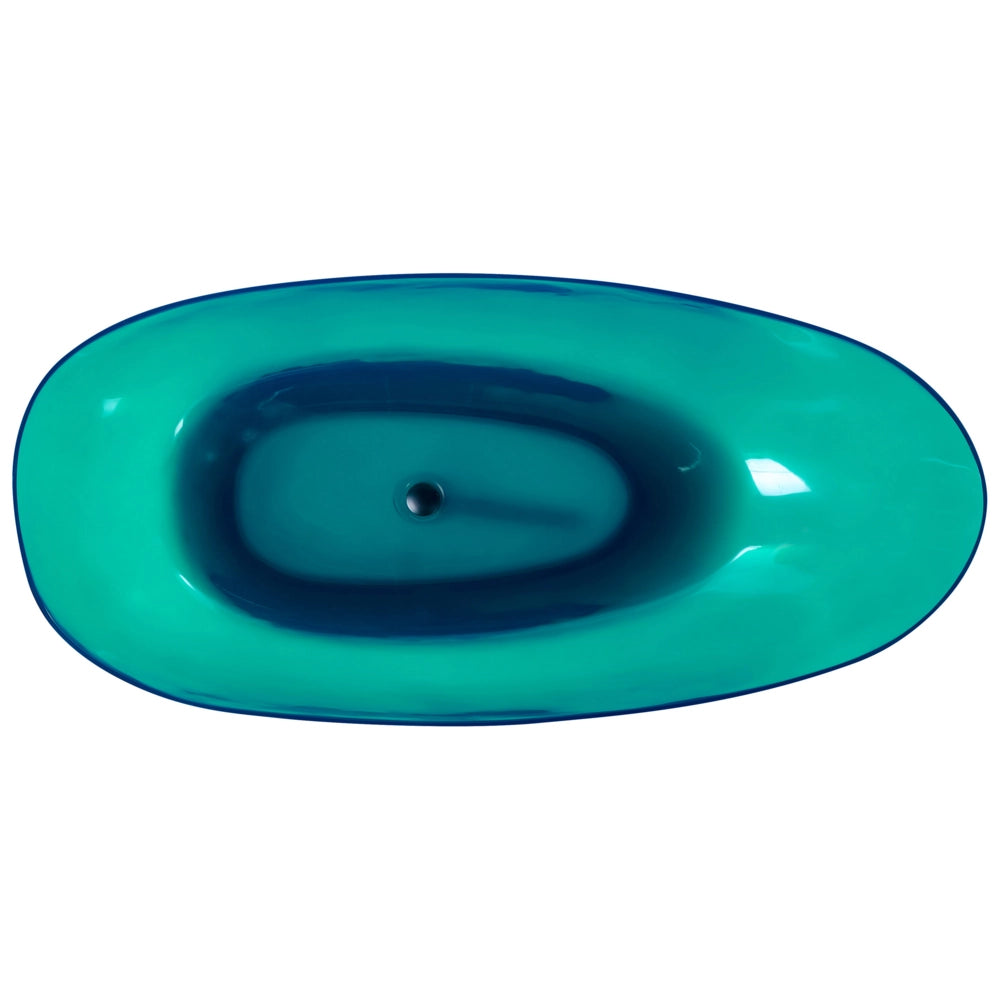 Vasca da bagno moderna con superficie solida ovale trasparente blu e verde 1690 x 780 mm design moderno semplice