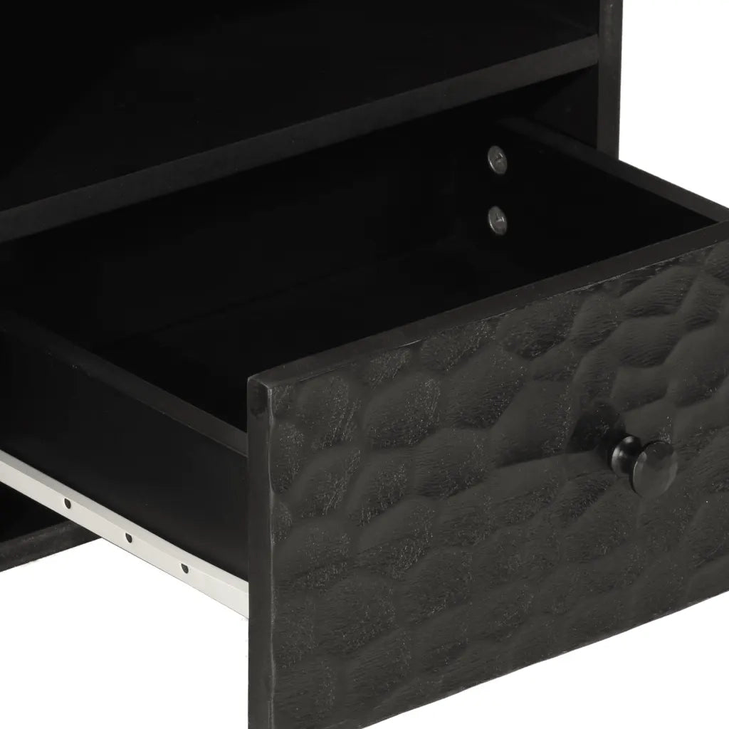 Tavolino da Salotto Nero 80x54x40 cm in Legno Massello di Mango