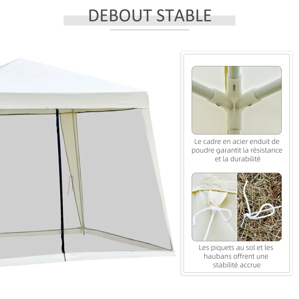 Tonnelle Barnum Stile Coloniale ¨C zephmum ¨C Beige Nero 3x3x2.45 m 4 Zanzariere