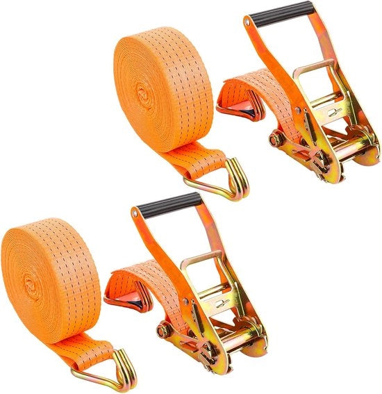 Set di 2 cinture di trazione con ratcheting - arancione - 10 metri - cinture di trazione robuste