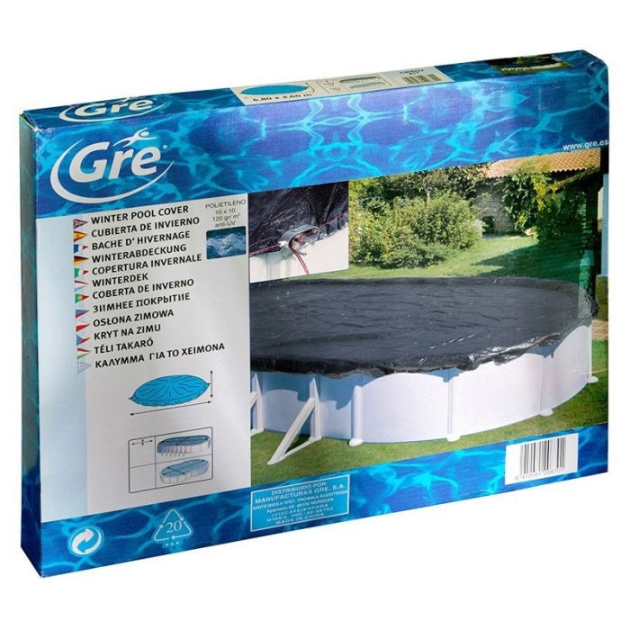 Copertura Invernale In 120 Gr/m² Gre 11,15 X 6,60 M Per Piscine Ovali Di 10,00 X 5,50 M Dimensione piscina: 9.15 X 4.70 m