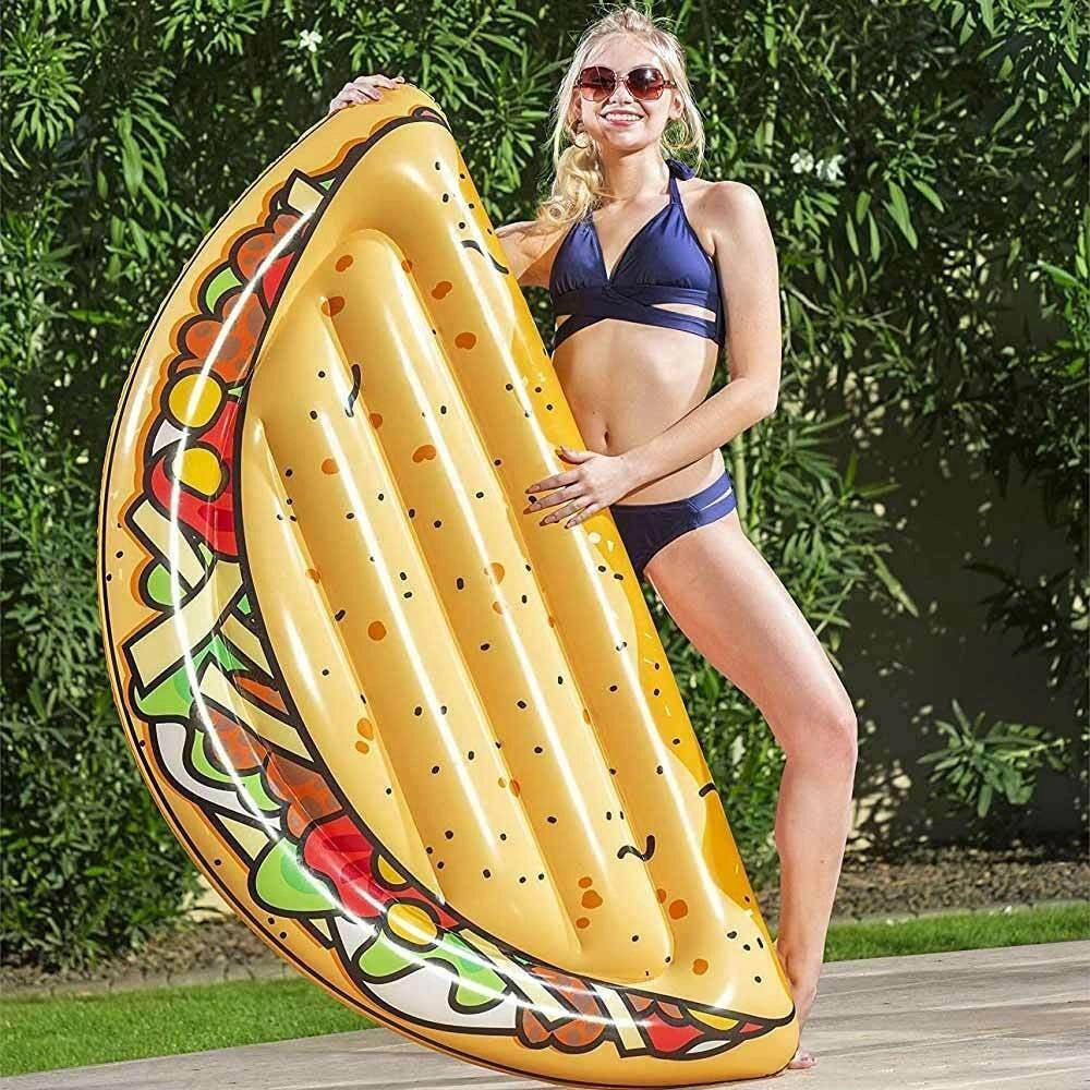 Trade Shop - Materassino Isola Gonfiabile Stampa Tacos Pvc Mare Piscina 171 X 89 Cm -