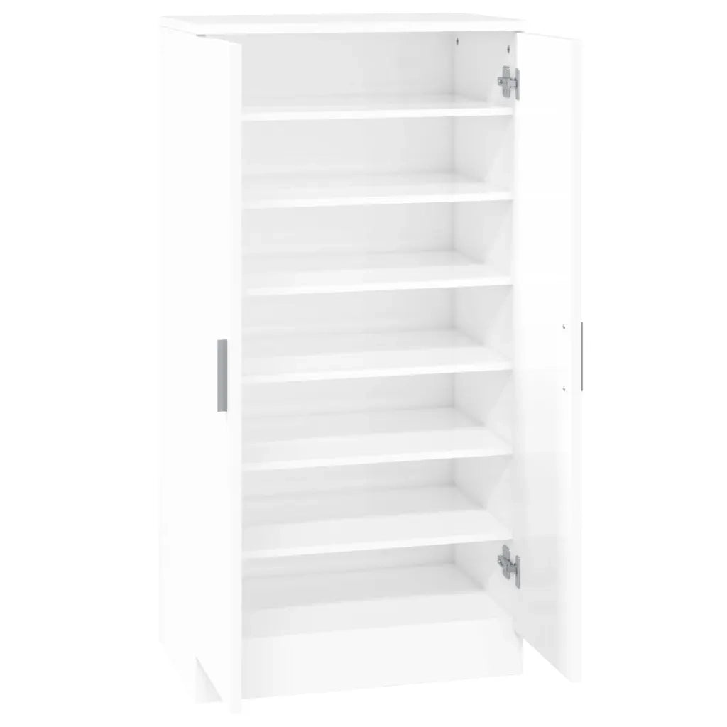 Scarpiera | Mobile per scarpe Bianco Lucido 55x35x108 cm in Legno Multistrato