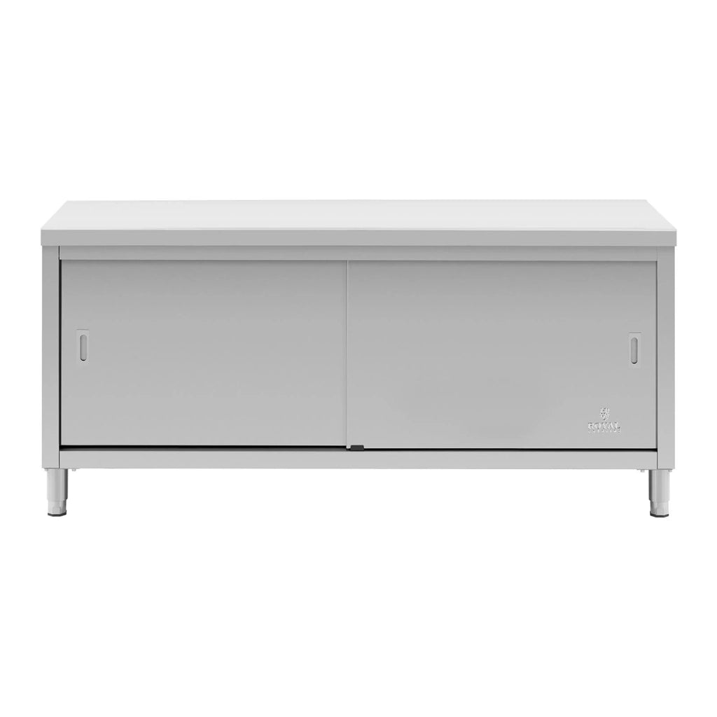Mobile base/piano di lavoro/mobile da cucina in acciaio inox con ante scorrevoli (capacità 600 kg acciaio inox 1 ripiano) 14_0005091