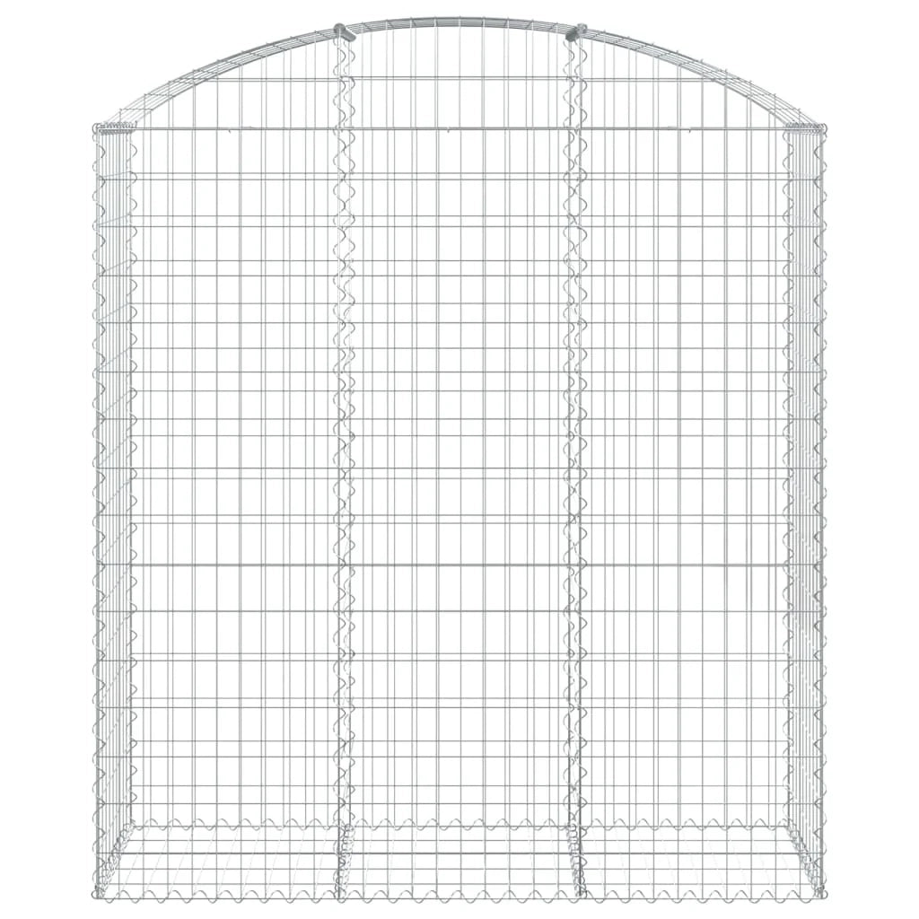 Cesto gabbione recinzione a gabbia muro di contenimento ad arco 150 x 50 x 160/180 cm ferro zincato argento 02_0039983