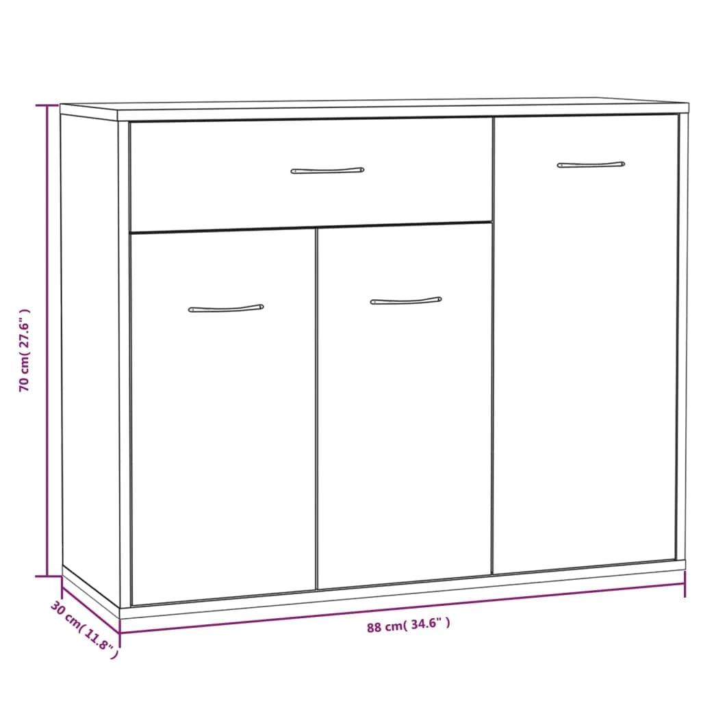 Buffet credenza cassettiera armadio mobile contenitore organizer per cucina soggiorno salotto 88 x 30 x 70 cm legno ingegnerizzato marrone 02_0031118