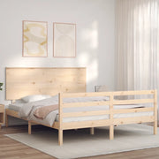 Giroletto con Testiera-Struttura Letto con testiera King Size in Legno Massello 980364
